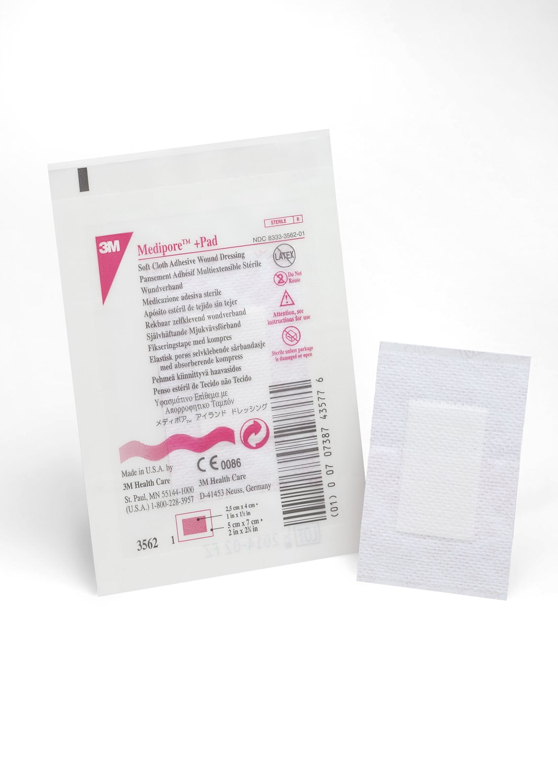 Medipore Adhesive Dressing 2 X 23/4 Inch Soft Cloth Rectangle White