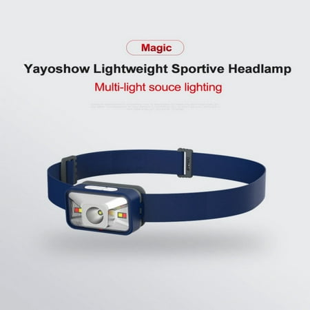 LED Headlamp Flashlight - Running, Camping, and Outdoor Headlamps - Best Head Lamp with Blue Safety Light for Adults and