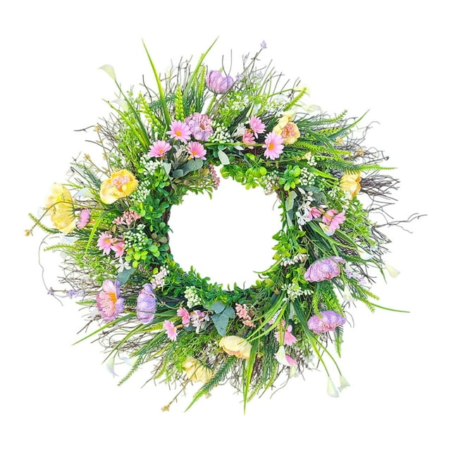 Corona de flores artificiales, decoración decorativa para puerta, corona floral, decoración del hogar para 40 centímetros