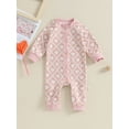 thumbnail image 2 of Suealasg Infant Baby Girl Valentine’s Day Sweater Romper Casual Long Sleeve Button Down Heart Print Jumpsuit 3M 6M 12M 18M 24M Newborn Girls Valentine’s Day Bodysuit, 2 of 9