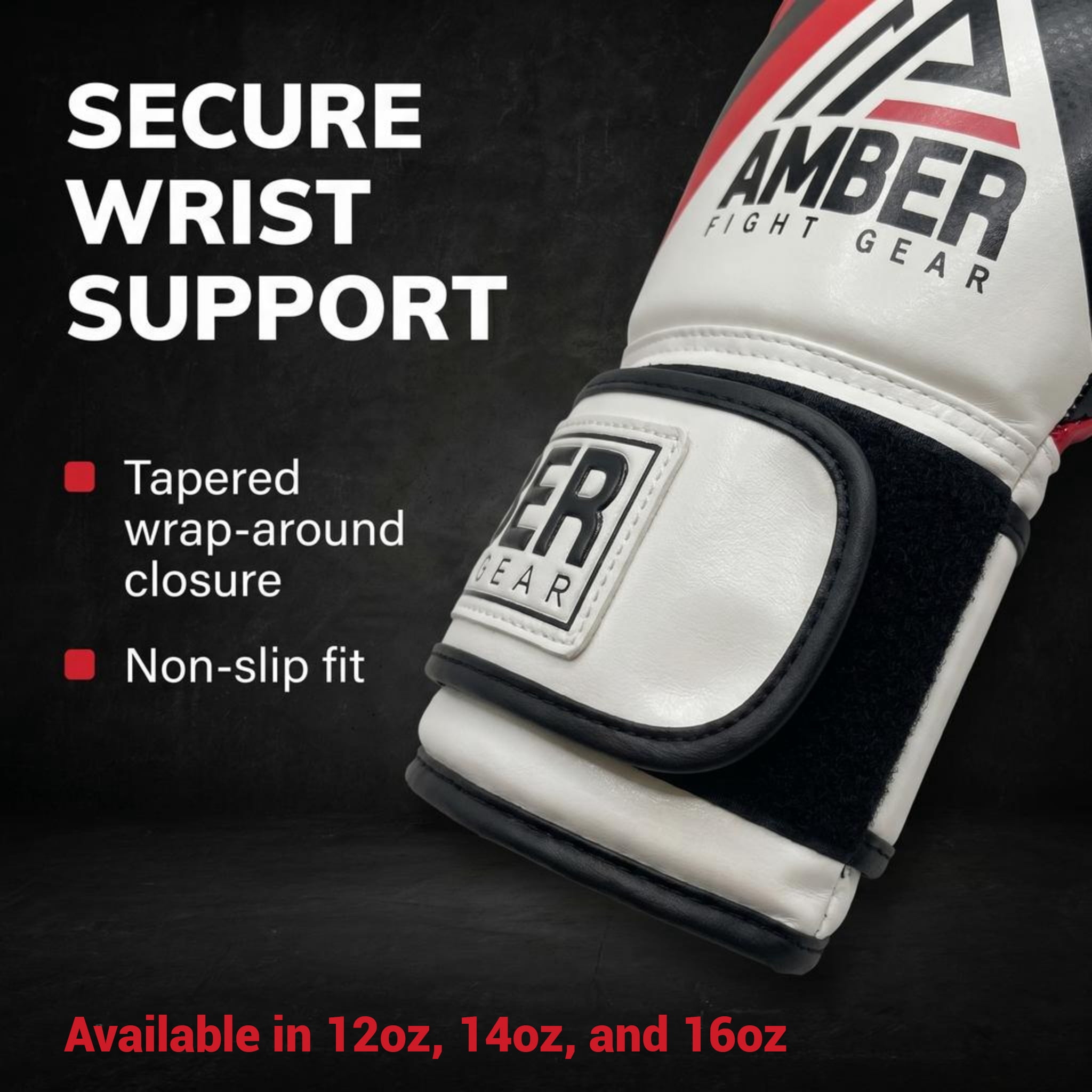 Fury Boxing Gloves - Kickboxing, Muay Thai Training Gloves, Sparring Punching Bag Mitts, Durable PU, Shock-Absorbing Foam Core, Non-Slip Wrist Support, Multi-Sport Glove, Red/Black, 16oz