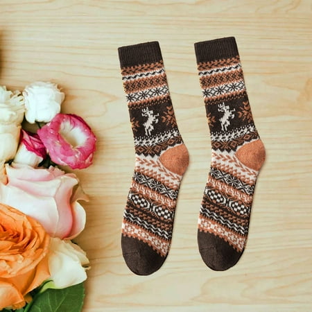 

FZM Womens Ethnic Wool Socks Retro Christmas Fawn Rabbit Wool Socks Warm Socks