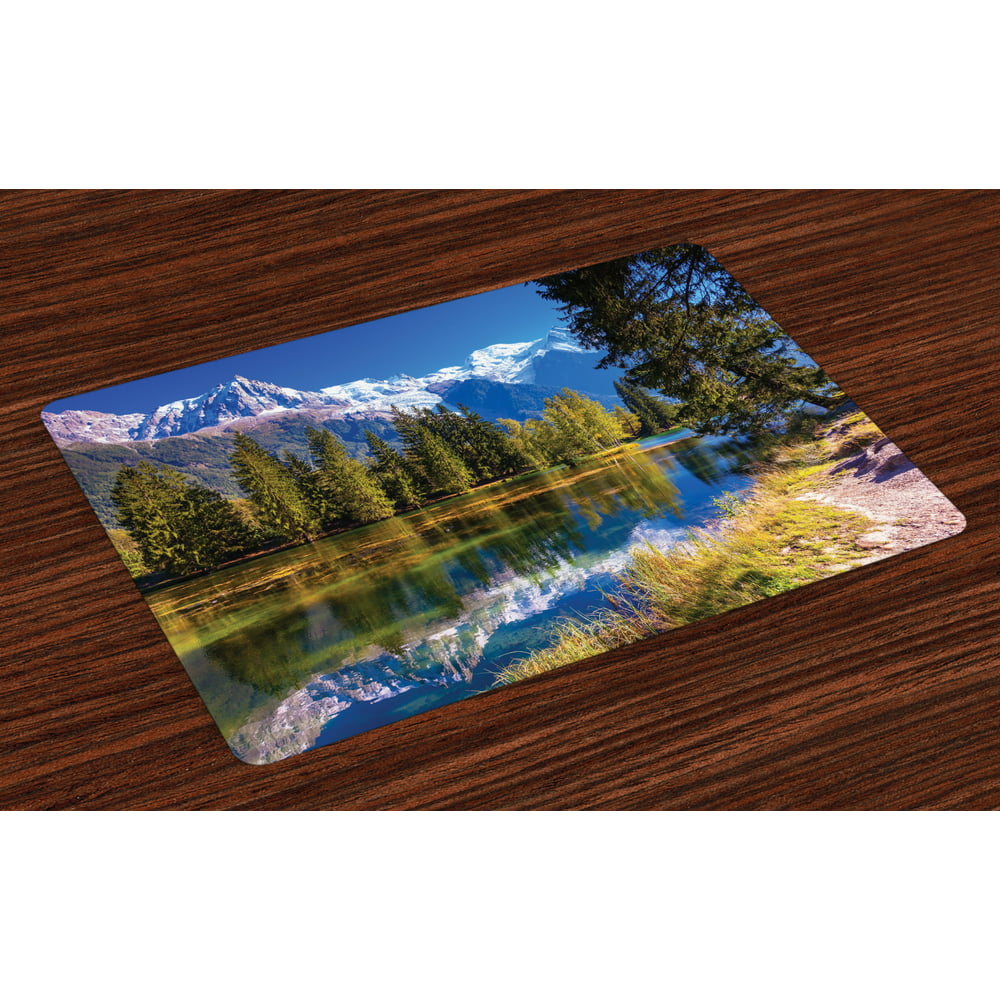 Mountain Placemats Set of 4 Snow Covered Alps Peaks Covered with Fir ...