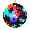 thumbnail image 1 of Adorno navideño colgante con salpicaduras de acuarela para árbol de Navidad que concientiza sobre el autismo: adornos navideños colgantes de cerámica para las fiestas: ideas para regalar adornos, 1 of 8