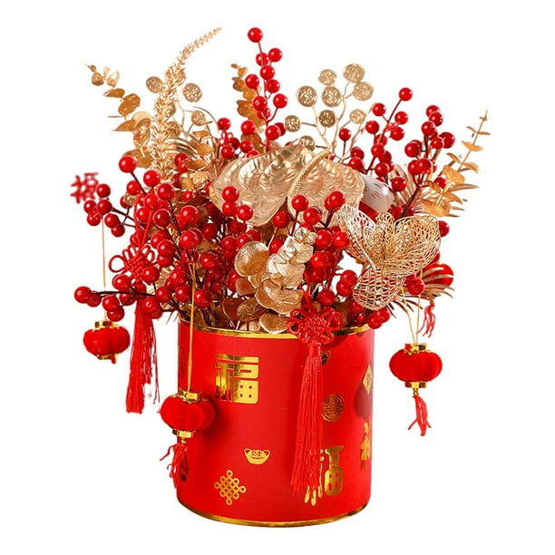 Maceta floral artificial, decoración Feng Shui, coleccionable, ligera, regalo para festivales. Estilo A