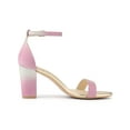 thumbnail image 3 of BLISSFUL STEP Women's Shoes Ankle Strap Open Toe Glitter Chunky Heels Sandals Pink 10, 3 of 8