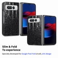 thumbnail image 3 of SaniMore for Google Pixel Fold 7.6" 2023 Case, Crocodile Texture PU Leather ull Protection with Tempered Glass Screen Protector Wear-resistant Vintage Folding Shell Shockproof Drop-resistant, Black, 3 of 8