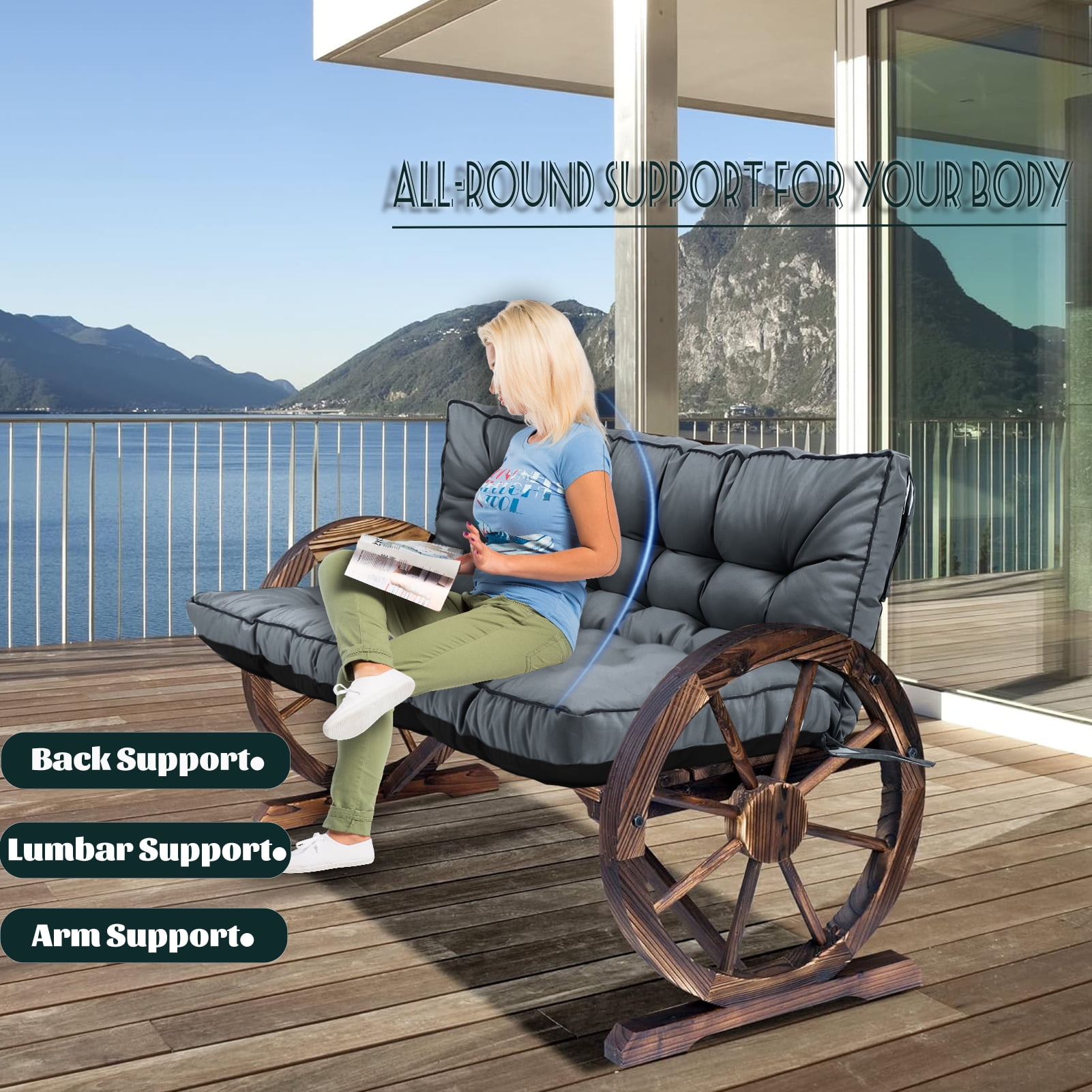 Replacement Cushions for Outdoor Swing, Swing Replacement Cushions Thicken 4" with Backrest, Waterproof Bench Cushions for Patio Furniture Porch Swing Cushions (Hummingbird Flowers)