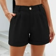 thumbnail image 2 of Lenpel Shorts for Women Dressy Casual Elastic High Waisted Pleated Fold Hem Work Shorts Summer Trendy Shorts with Pockets, 2 of 6