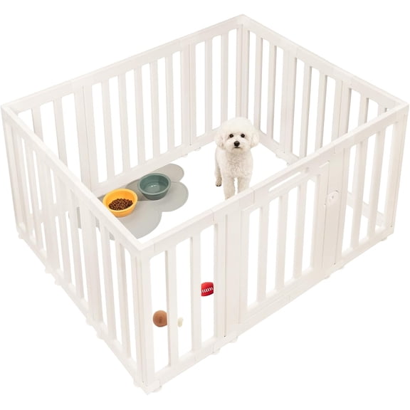 Dog Playpen – 25Inch Tall Plastic Puppy Fence Playpen with Door for Medium and Small Dogs, Safe Indoor & Outdoor XL Big Pet Puppy 12-Panel Play Pen