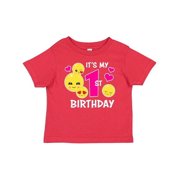 Inktastic Its My 1st Birthday with Smiling Emoticons Girls Baby T-Shirt