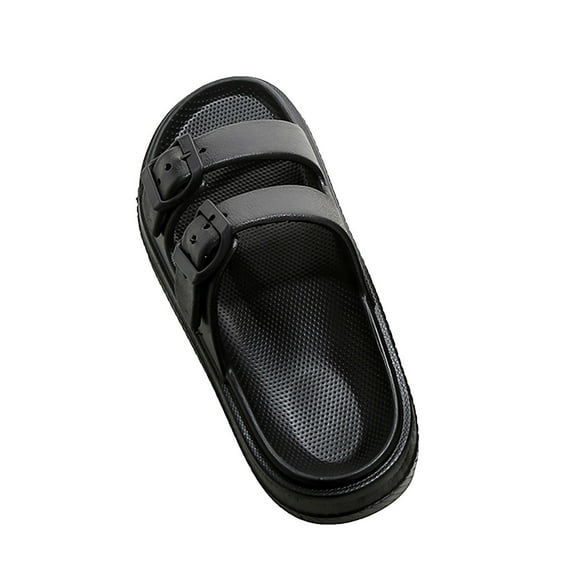 Yammkia Womens Sandals Comfortable Dressy Women Plaform Eva Slides Sandals Adjustable Double Buckle Flatform Shoes Rubber Beach Sandals Casual Footbed Waterproof Flat Sandals Women for 9,Black