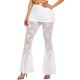thumbnail image 1 of Pantalones acampanados de cintura alta con encaje para mujer: malla transparente, diseño floral, cintura elástica, cordón, transparentes, tallas S-L, encaje de poliéster, lavado a mano., 1 of 5