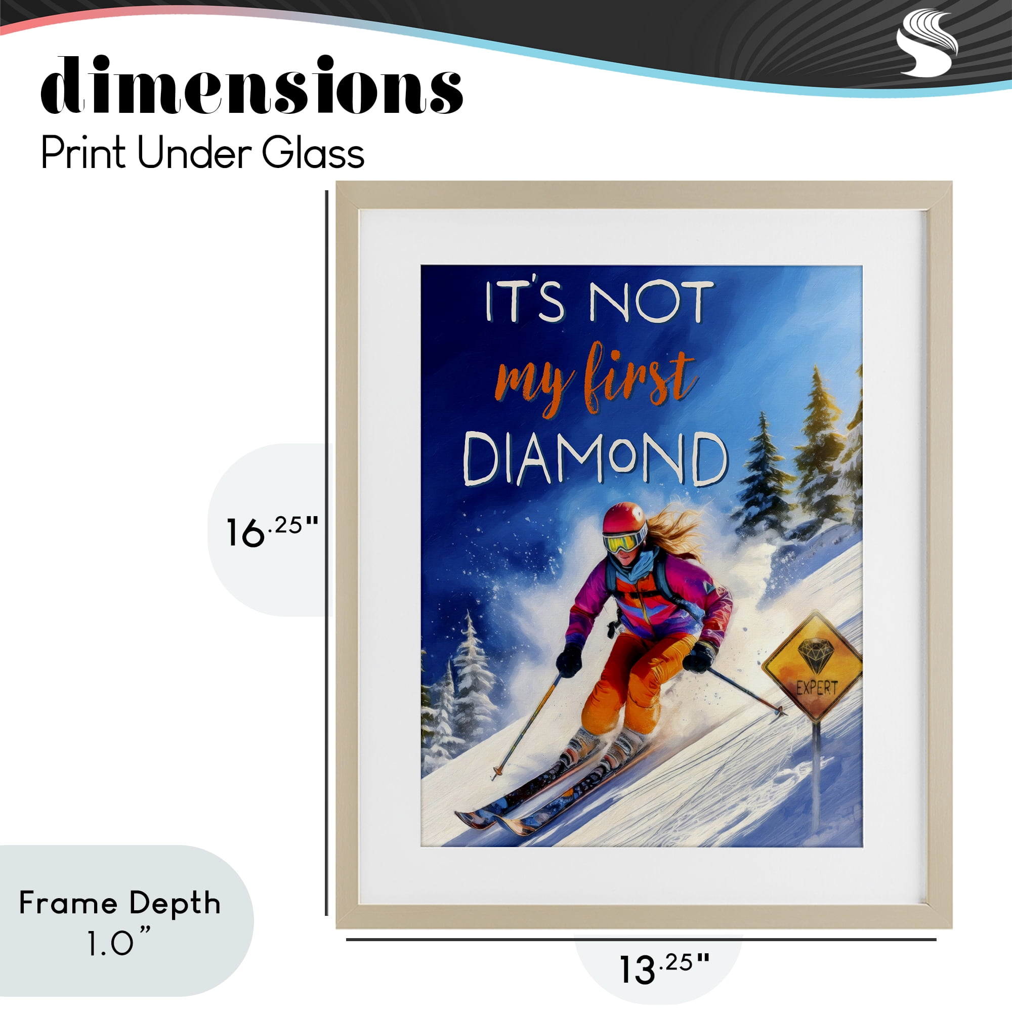 Stupell Industries Not My First Diamond Birch Framed Print Under Glass, design by Grotto Studios