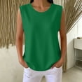 thumbnail image 2 of VBVC Women's Waffle Crew Neck Tank Top , Ladies' Soft Stretchy Loose Casual Camisole , Summer Sleeveless Breathable Tops For Women,Green,S-2XL, 2 of 8