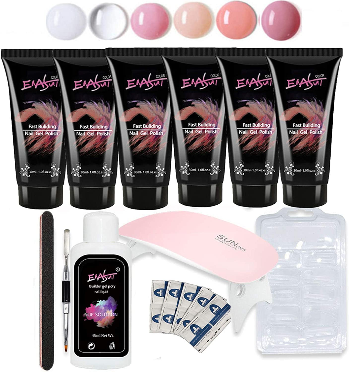 Nail Extension Quick Builder poly gel kit for Starter Nail Art DIY 12Pcs Nail Extension Poly Gel