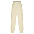 thumbnail image 3 of Womens High Waisted Baggy Sweatpants Fashion Trends Solid Color Elastic Waist Jogger Pants Sweatpants With Pocket Beige L, 3 of 5