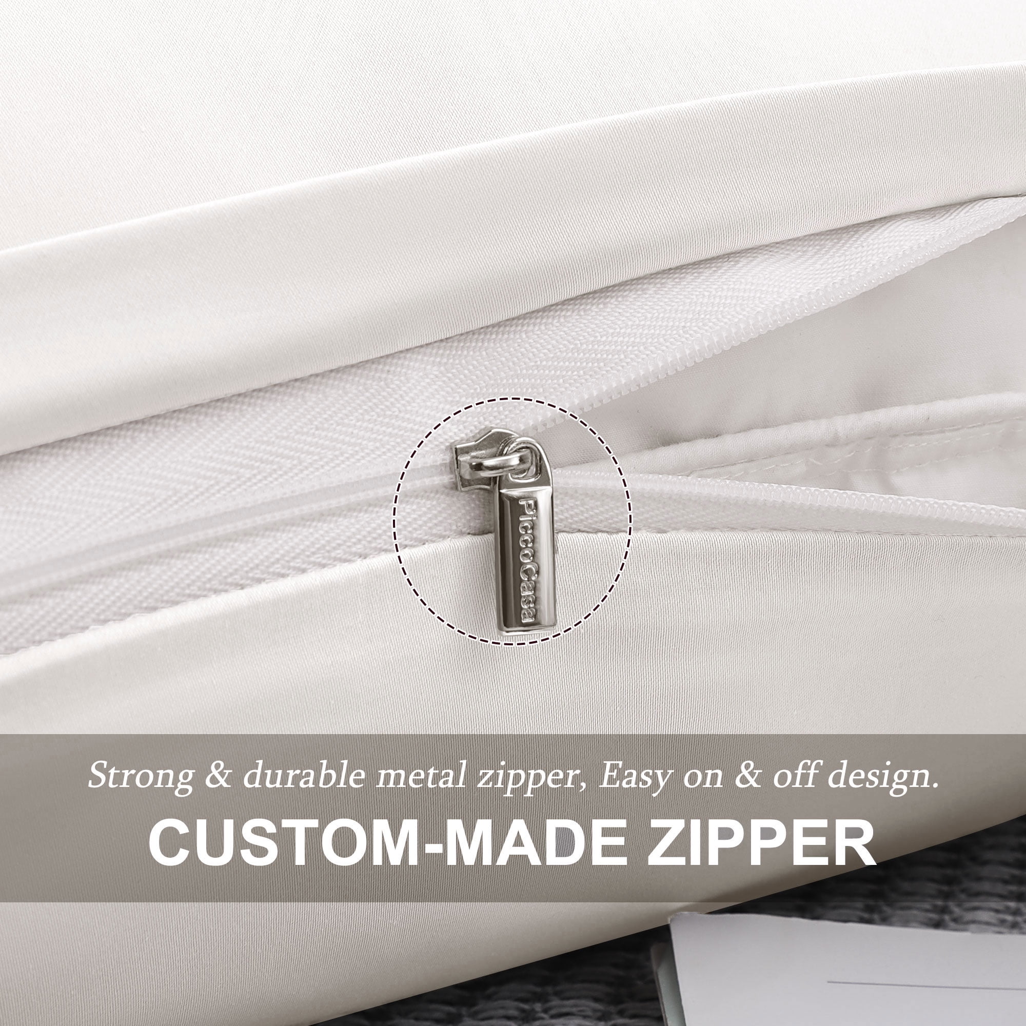 Unique Bargains Breathable Zipper Closure Cotton Pillowcases 2 Pcs Isabelline Standard