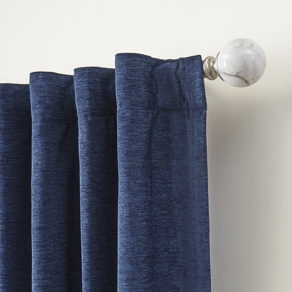 Better Homes & Gardens Light Filtering Chenille Curtain Panel, 1-Piece, Blue Cove, 54" W x 84" L