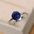 thumbnail image 4 of 2Ct Lab Created Blue Sapphire Engagement Solitaire Ring 14k White Gold Plated Round Cut, 4 of 5