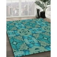 thumbnail image 3 of Ahgly Company Machine Washable Indoor Round Transitional Turquoise Green Area Rugs, 7' Round, 3 of 7