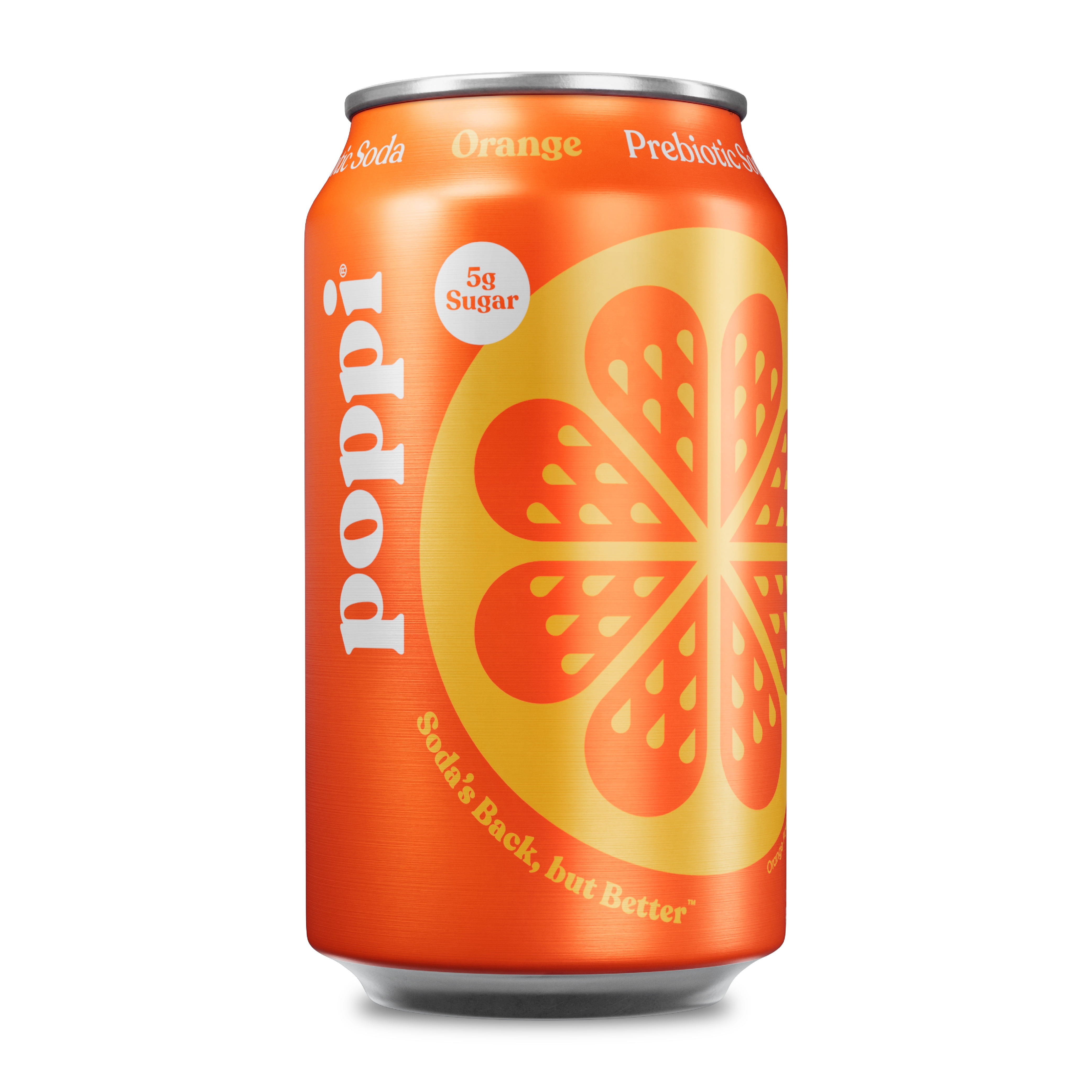 (5 pack) poppi Orange Prebiotic Soda, 12 fl oz, 1 Pack Can