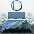 thumbnail image 2 of Designart 'Black And Blue Abstract Water Painting' Geometric Bedding Set - Duvet Cover & Shams, 2 of 4
