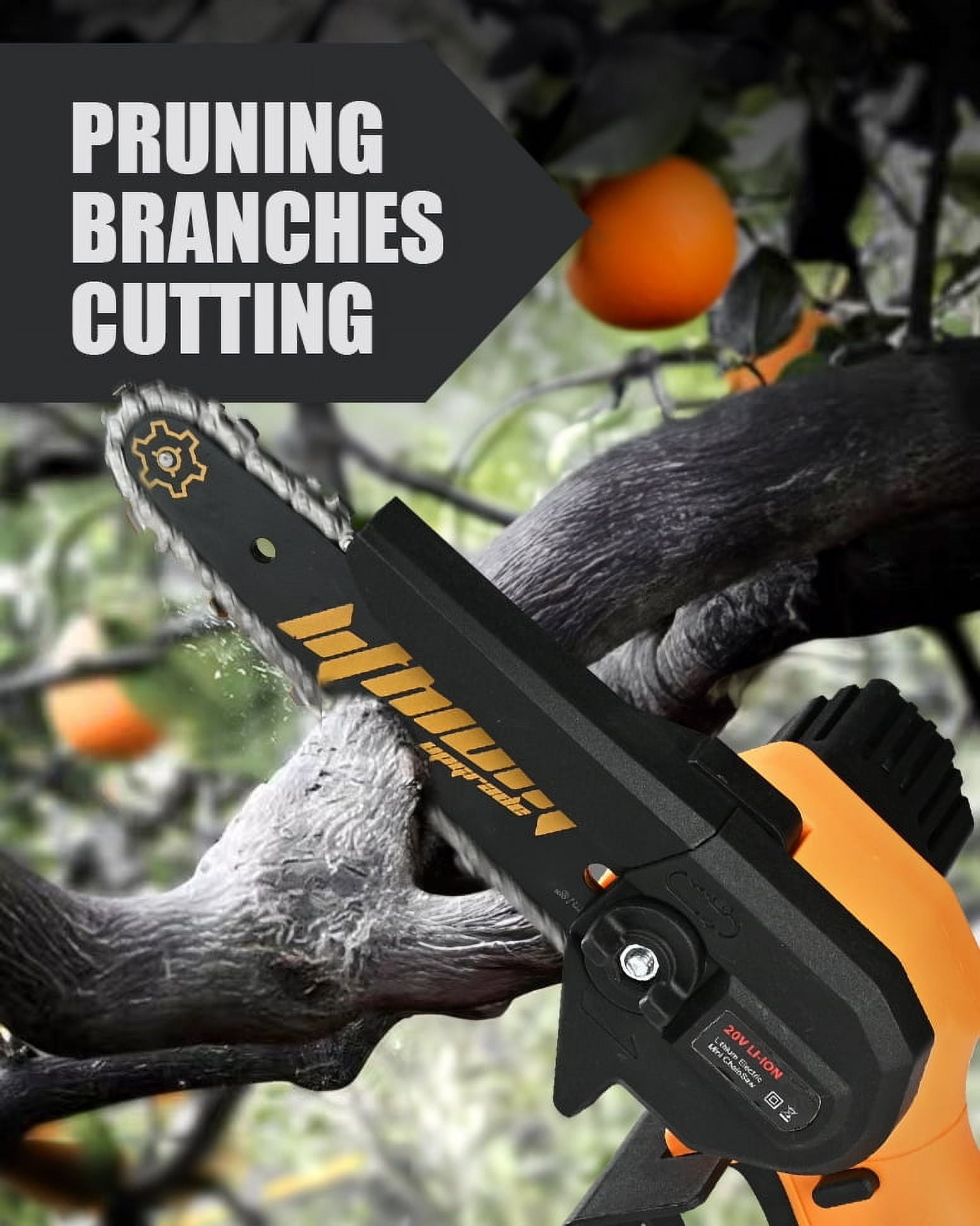 Mini Chainsaw 6-inch with 2 Batteries Cordless Handheld Small Chain Saw for Tree Branch Wood Cutting(3 Chains)