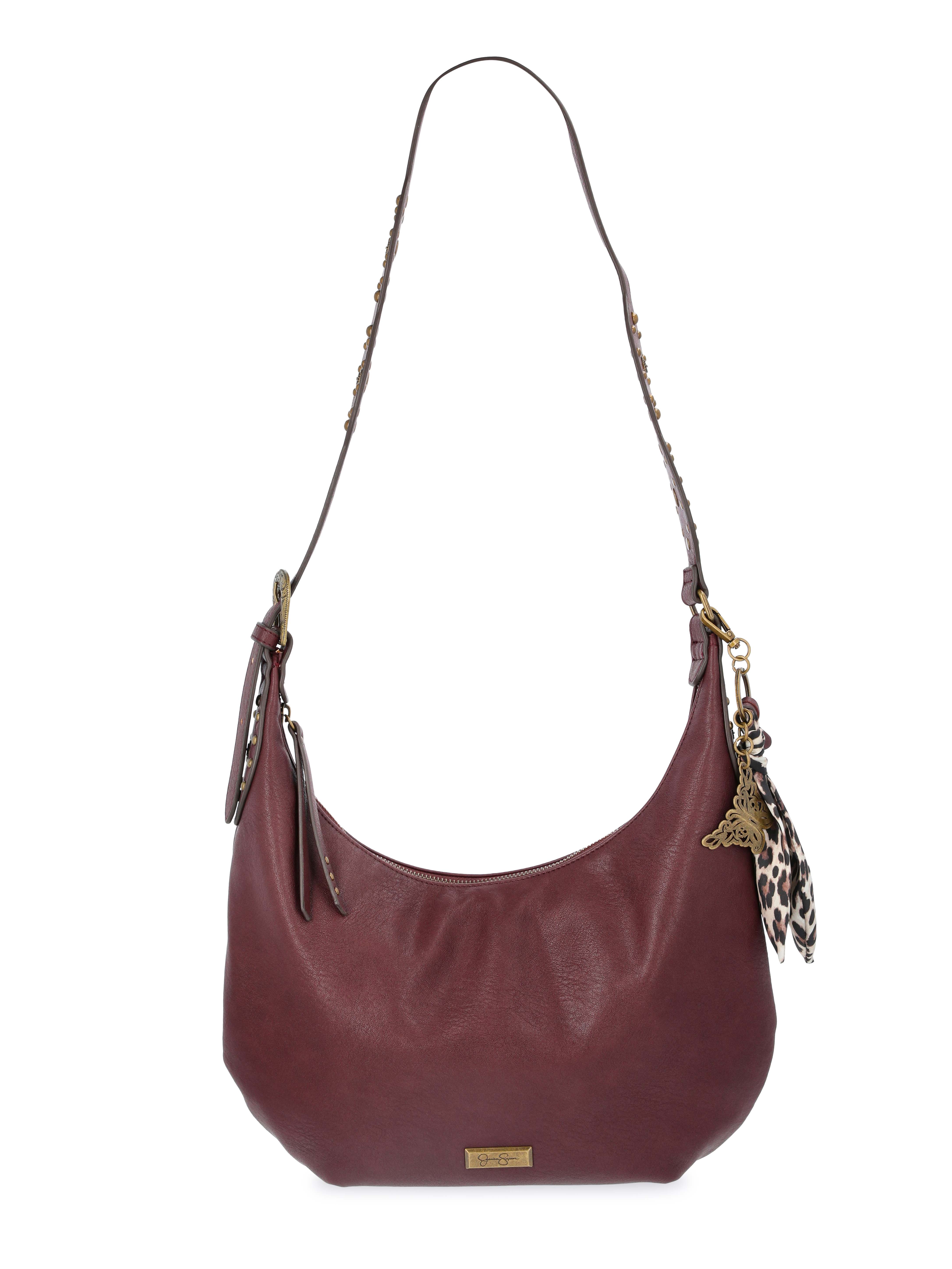Jessica Simpson Women's Daphne Faux Leather Hobo Handbag, Pinot Noir