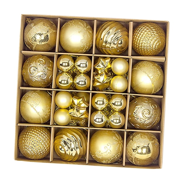 44 Uds. de adornos de bolas de Navidad, conjunto de decoración de de Navidad, adornos navideños inastillables a granel para vacaciones, patio, Oro Macarena bolas colgantes de arbol