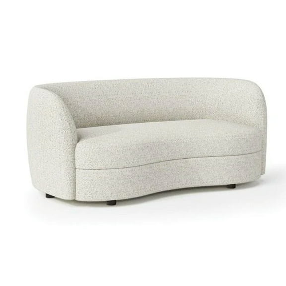 Srey Loveseat, 64 Inch, Modern White Boucle, Curved Kidney Shape