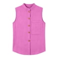 thumbnail image 4 of TGSLY Women's Linen Mandarin Collar Tank Tops Lightweight Soft Crew Neck Sleeveless Button Down Vest Relaxed Fit Dressy Casual Solid Color Shirts with Pocket XXXL, 4 of 7
