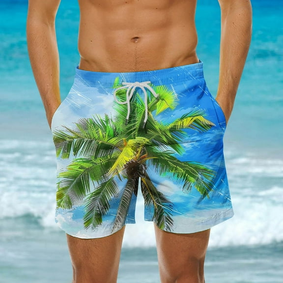 guisaled Swim Shorts For Men Board Shorts for Men Summer Hawaiian Graphic Vacation Holiday Swim Trunks Quick Dry Lightweight 5 Inch Inseam Casual Shorts