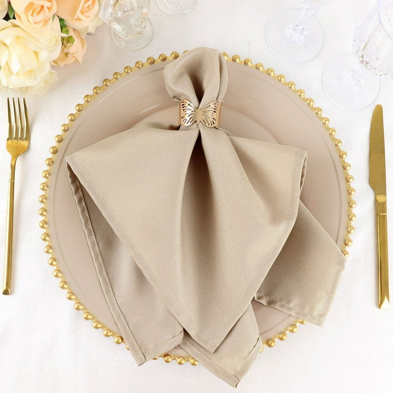 Balsacircle 10 Pieces 20 inch Champagne Polyester Napkins Wedding Kitchen, Gold