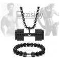 thumbnail image 4 of Collar Y Pulsera Mancuerna De Acero Inoxidable Negro, 4 of 5
