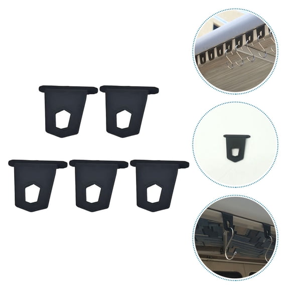 OUNONA 5-Pack Black Camper Awning Hooks Rubber Hangers for Hanging Clothes, Gear, and Outdoor Accessories