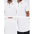 thumbnail image 7 of DARING DIVA Men's Linen Chest Pocket Short Sleeve Casual Hawaiian Shirts S White, 7 of 7