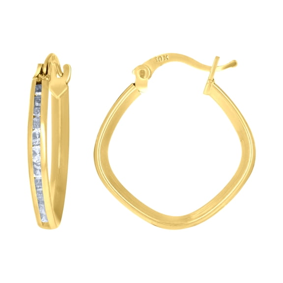 10k Yellow Gold Womens Cubic-zirconia Square Hoop Earrings Jewelry Gift for Women