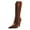 Brown, variant on Women Sexy Pointed Closed Toe Knee High Boots Side Zipper Cone Heel Western Mid Calf Cowboy Boot Fashion Party Dressy Shoes Size 7 Dark Green