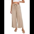 thumbnail image 1 of Pantalones de y Algodón para Mujer, Informales, de Verano, para Playa, con Cordón, Holgados, de Pierna y Bolsillos. Color Almendra XXL, 1 of 10