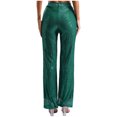 thumbnail image 2 of iiniim Women's Sparkly Sequin High Wasit Pants Straight Wide Leg Trousers for Club Party Green M, 2 of 7