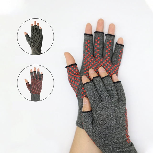 Compression Arthritis Gloves Half Finger Relief Copper Ion Fiber Pressure Protective Gloves Joint Rehabilitation Care Training