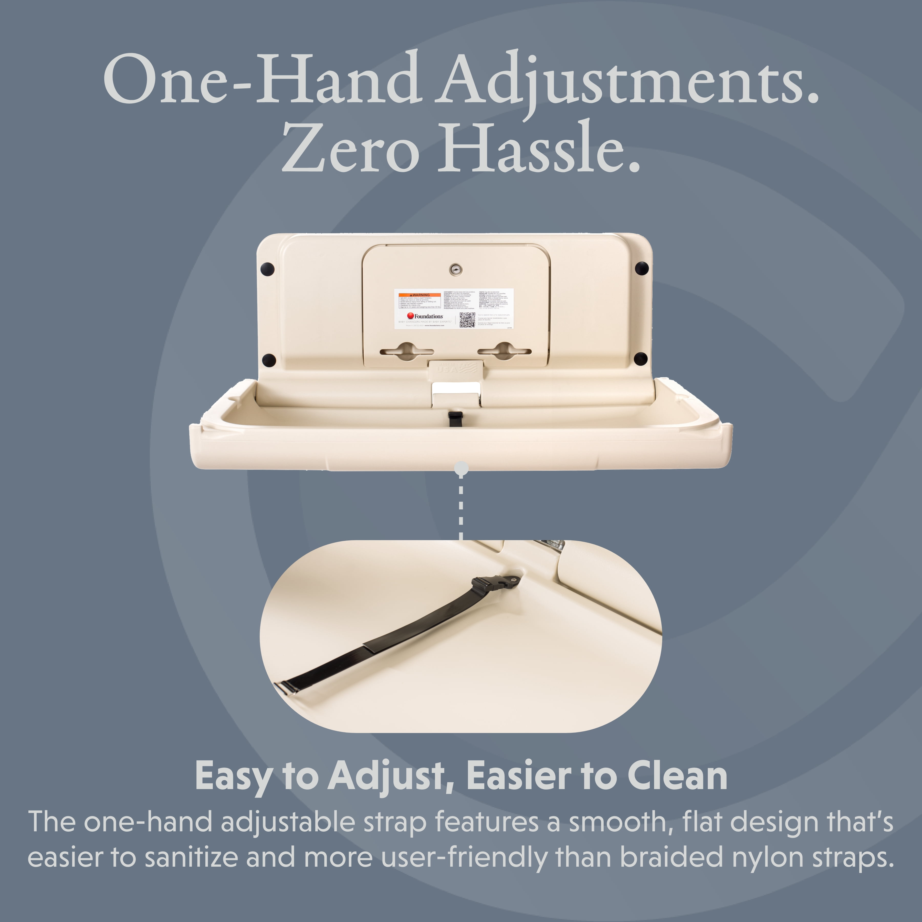 Foundations Ultra Horizontal Baby Changing Station, EZ Mount Backer Plate Included, Off-White (200-EH-08)