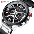 thumbnail image 3 of Reloj pulsera Curren 8329 con correa de cuero color negro - bisel negro/blanco, 3 of 3