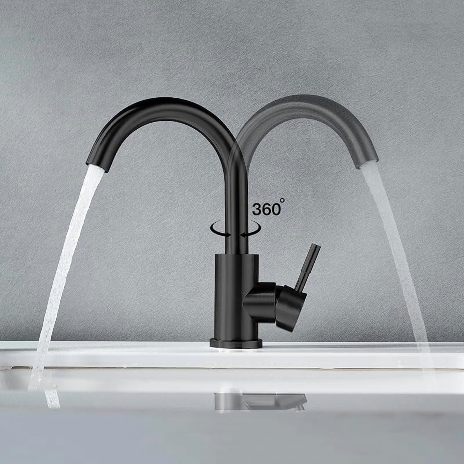 Cnshop Matte Black Bar Faucet, Single-Hole Stainless Steel Prep Faucet for Kitchen and Bathroom