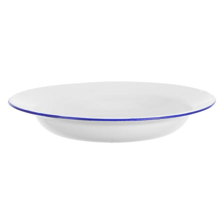 White Enamel Plates Set of 4 Multifunctional Dinner Plates for Home Use Wide Shallow Design Easy to