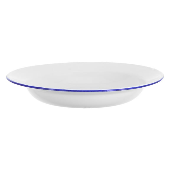 White Enamel Plates Set of 4 Multifunctional Dinner Plates for Home Use Wide Shallow Design Easy to