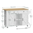 thumbnail image 2 of HOOBRO Rolling Kitchen Island with Drop Leaf Bar Countertop & Power Outlet, Farmhouse Island Cart with Storage, 47" Kitchen Island Cart with Side Spice Rack & 2 Drawers, White and Natural WN35UZD01, 2 of 7