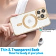 thumbnail image 2 of Magnetic for iPhone 15 Pro Max Case,Electroplated Clear Slim iPhone 15 Pro Max Phone Case with Camera Protection,Shockproof iPhone 15 Pro Max Case Cover Compatible with MagSafe, Gold Edge, 2 of 5