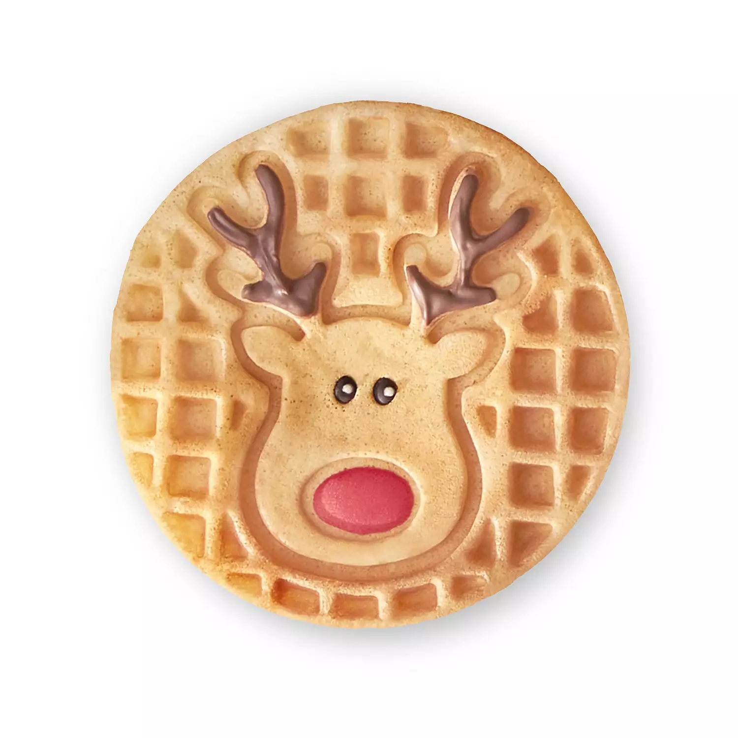 Dash Reindeer Mini Waffle Maker  Festive Holiday Waffles for Breakfast, 4-inch Non-Stick Waffle Iron